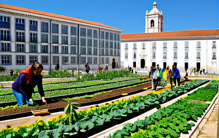 **

"A vibrant community garden in Lisbon, Portugal. People of all ages are planting vegetables and flowers. Solar panels are visible on a nearby building. In the background, the Jerónimos Monastery can be seen. The scene evokes a sense of community, sustainability, and local pride. Emphasize bright, natural lighting. fully clothed, safe for work, appropriate content, family-friendly, perfect anatomy, correct proportions, natural pose, professional."

**