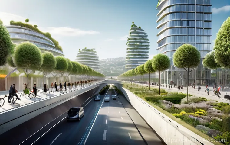 탄소예산과 경제 성장의 균형 - A vibrant, futuristic vision of a sustainable Portuguese city, symbolizing the nation's ambitious cl...