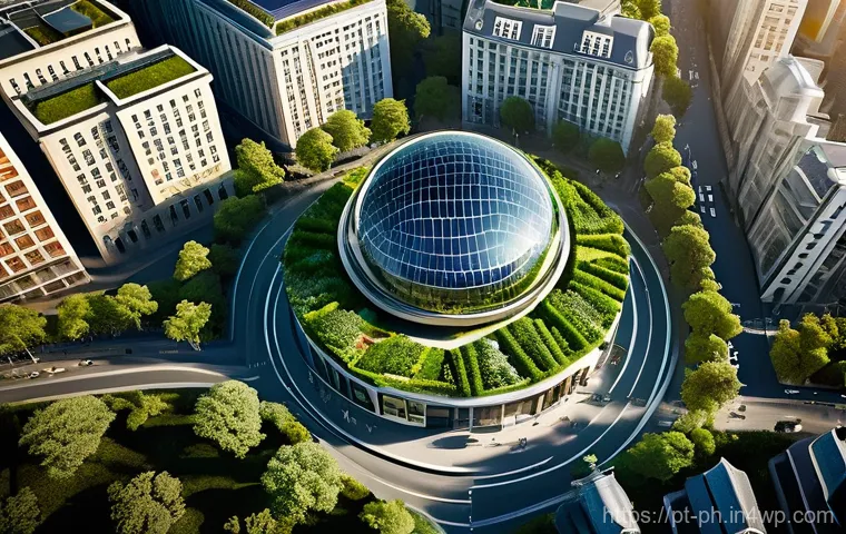 탄소예산을 통해 본 기후 정책의 변화 - **Prompt:** A breathtaking, high-angle view of a vibrant, eco-friendly European city, reminiscent of...