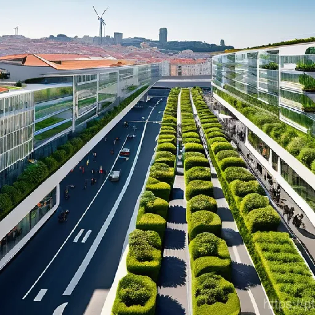 탄소예산 기반의 지역 개발 계획 수립 - **Urban Transformation & Sustainable Living in a Portuguese City**
    "A panoramic and vibrant aeri...