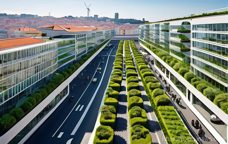 탄소예산 기반의 지역 개발 계획 수립 - **Urban Transformation & Sustainable Living in a Portuguese City**
"A panoramic and vibrant aeri...