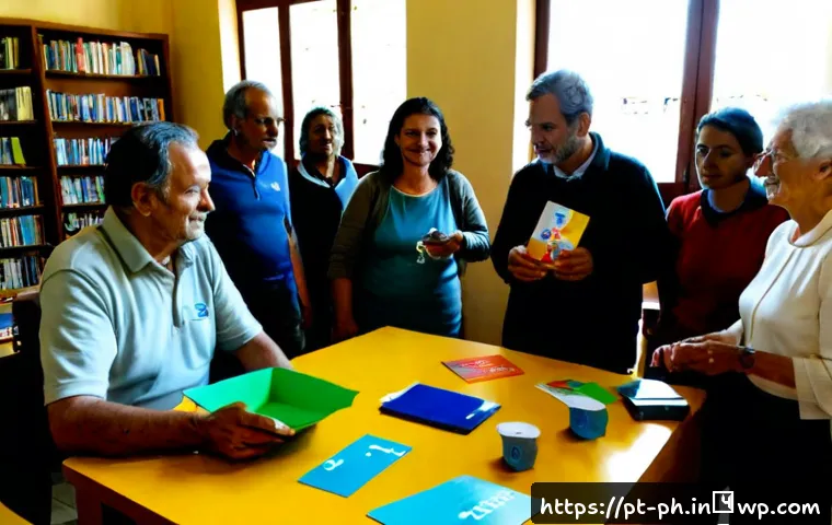 Home 17 탄소예산의 시민 인식 개선 전략 - Photorealistic community workshop in a sunlit Lisbon neighborhood library, diverse Portuguese adults...
